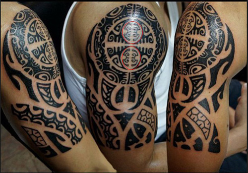 Emberi szimbólum fél ujjú maori tetoválás