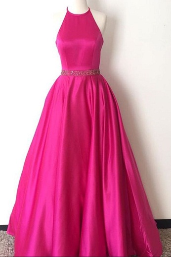 Forró rózsaszín hosszú Frock ruha