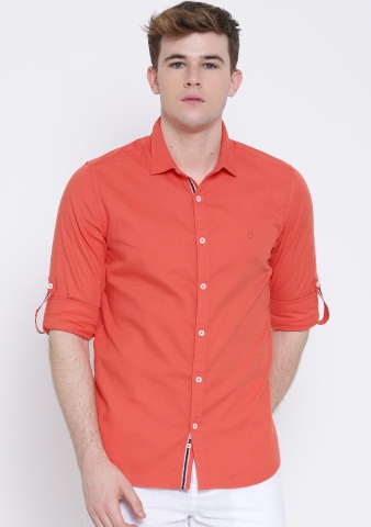 Coral Orange Casual Unisex skjorte