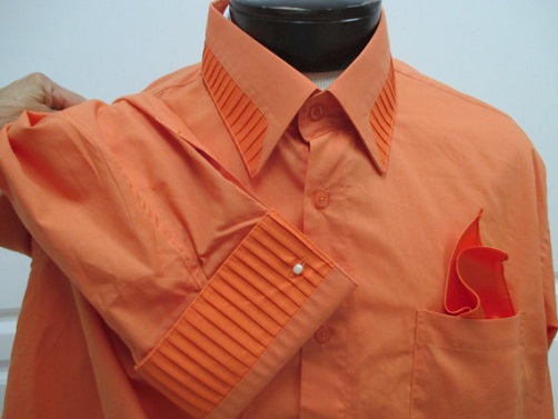 Orange plisseret smoking herreskjorte