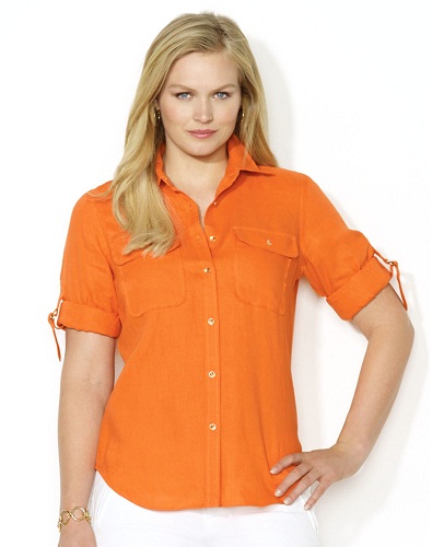 Foldede manchetter Orange damer skjorte