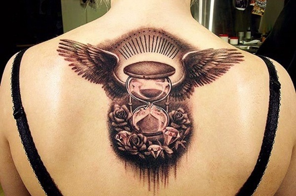 Time Glass Wings Tattoo
