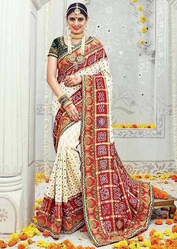 Bandhani hímzés Sarees