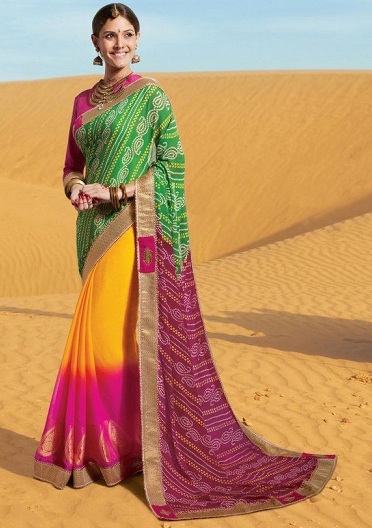 Többszínű Bandhani Sarees