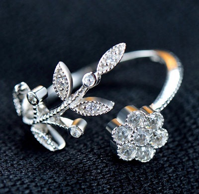 Virág és levél tervező ezüst gyűrű