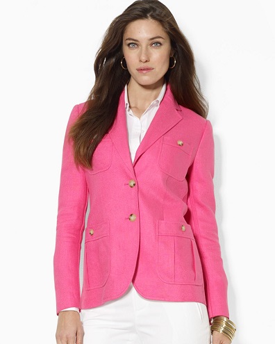 Pink Linen Blazer Dame