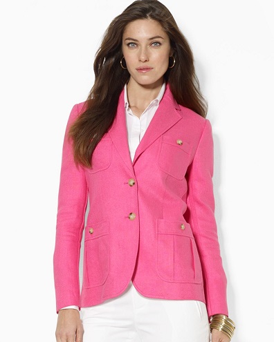 Pink Linen Blazer Női