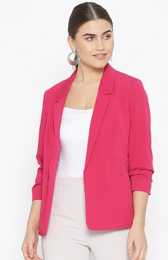 Dame mørk pink Boyfriend Blazer