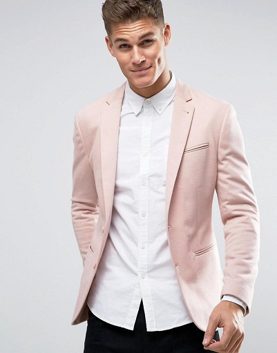 Pink Casual Blazer Mænd