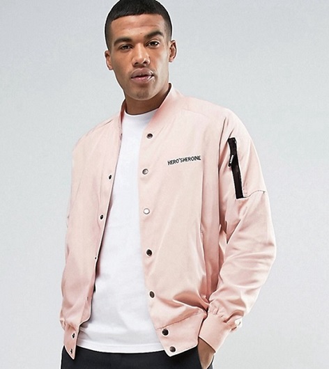 Pink Collarless Blazer Mænd