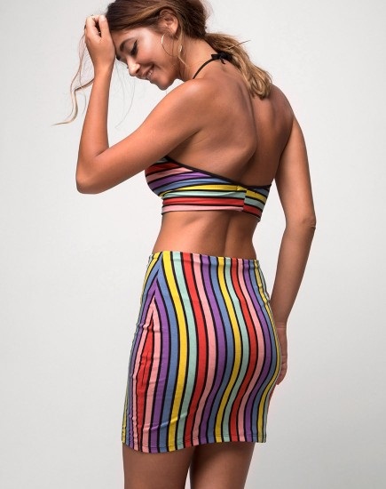 Rainbow Stripes Mini Bodycon szoknya