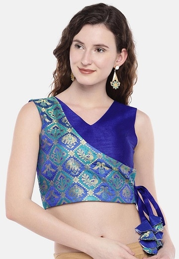 Kék Brocade blúz