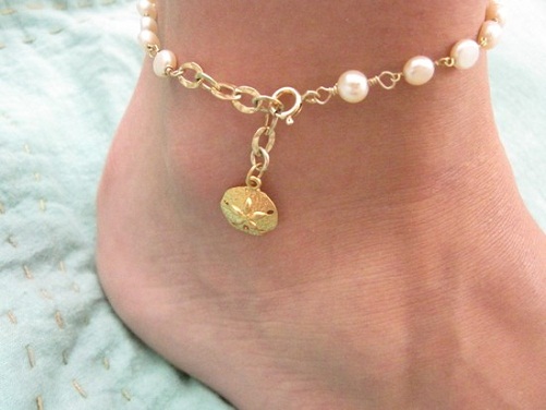 Guld Med Pearl Anklet