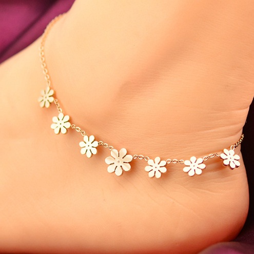 Floral Design Gold Anklet