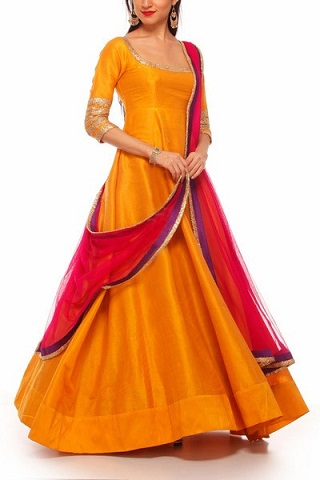 Orange bomuld Anarkali