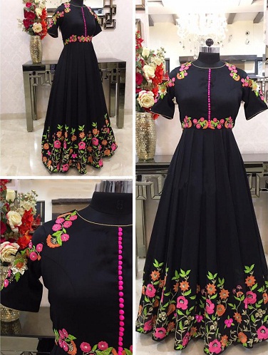 Sort taffeta silke Anarkali