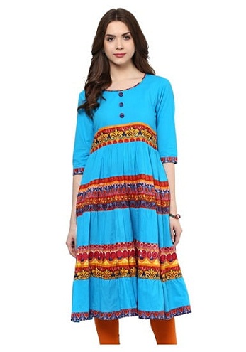 Himmelblå Anarkali Kurti