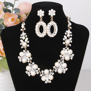 Rhinestone Faux Pearl halskæde sæt