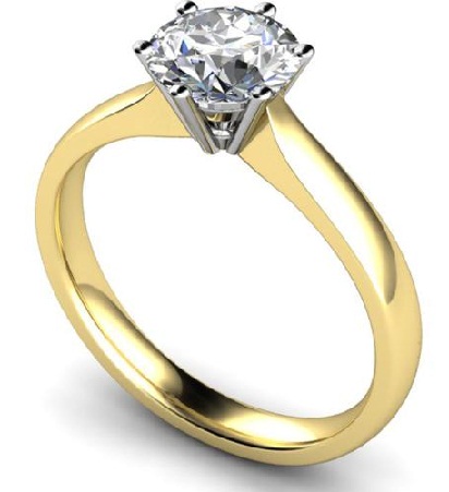 Arany gyűrű egyetlen gyémánt csap eljegyzési gyűrűvel