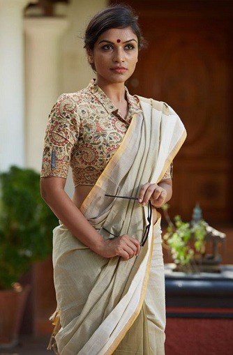 Almindelig Saree Med Kalamkari -bluse