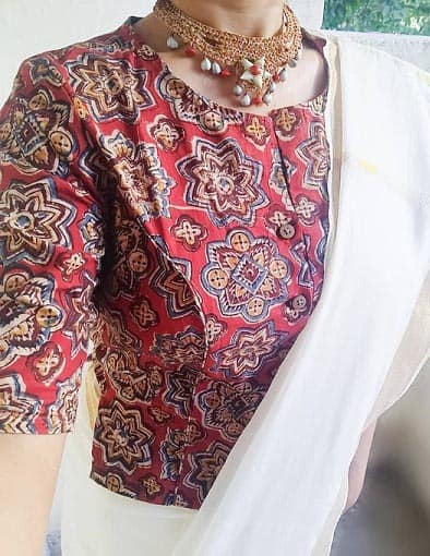 Kalamkari -bluse med Kerala Saree