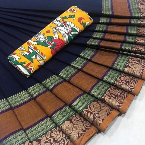 Chettinad Sarees Kalamkari blúzzal