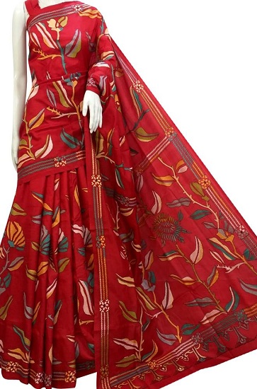 Bangalore Silk Kantha Work Saree