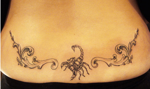 Scorpion tatoveringsdesign i nedre ryg