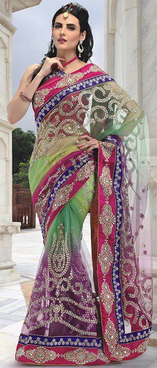 Multi Color Net Saree