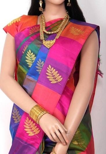 Flerfarvet Pattu Sarees