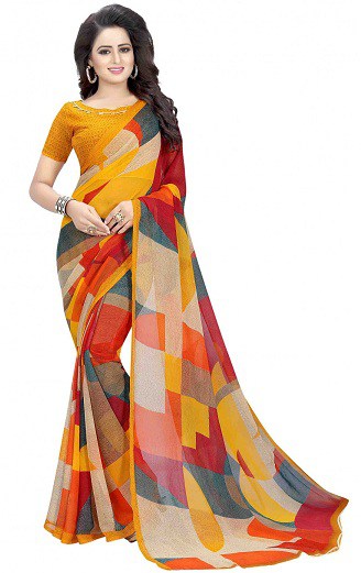 Multi Color Chiffon Saree