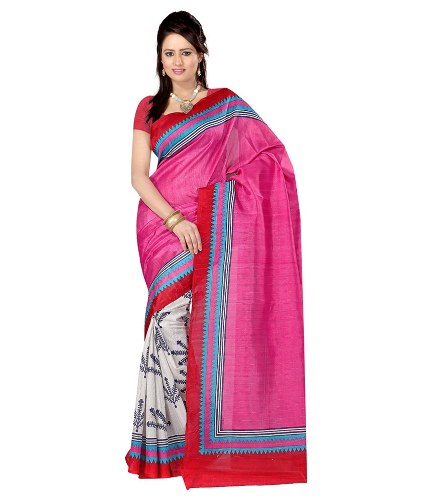 Pink Radhika Saree med broderi