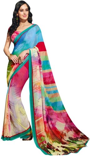 Flerfarvet Radhika Georgette Saree