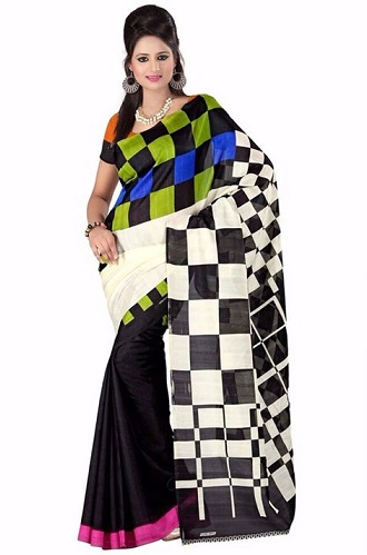 Sort og flerfarvet Radhika Saree