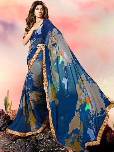 Blå designer Radhika Saree