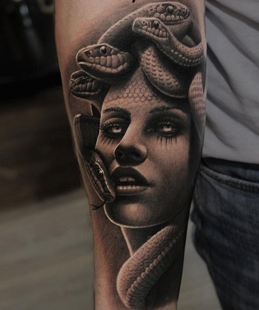 Medusa mitológia görög tetoválás ujjú tervezés