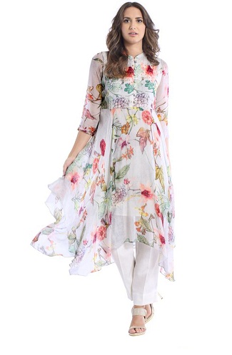 Asymmetrisk Chiffon Kurti