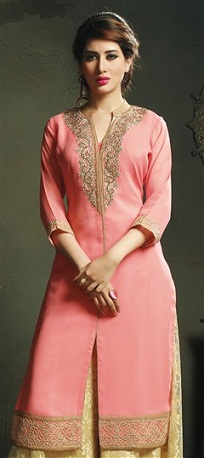 Pink & amp; Majenta Long Broderet Kurti