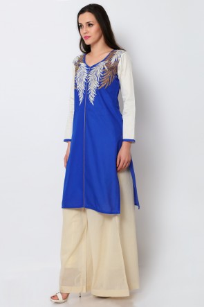 Navy Blue Hímzett Kurti