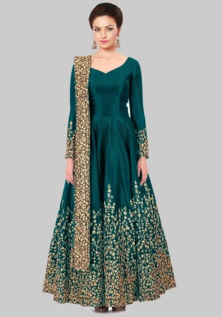 Mørkegrøn broderet Kurta