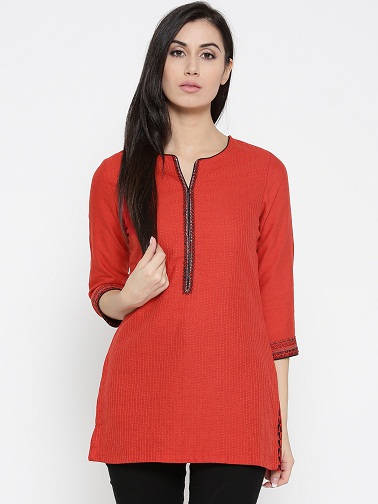 Rangriti Red Thread-Work Kurti