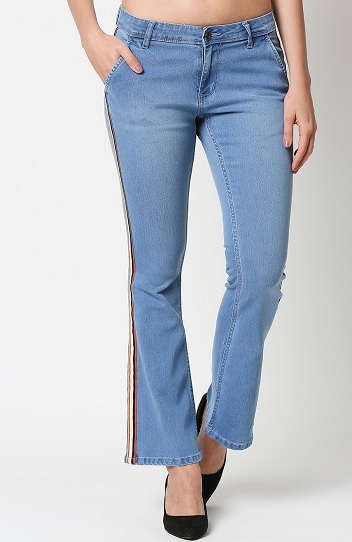 Ankel længde stribede bootcut jeans