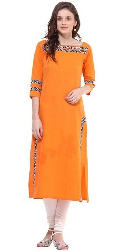 La Firangi Solid Kvinder Straight Kurta (Orange)