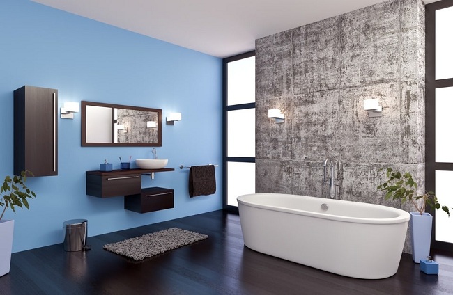 Blå og grå badeværelsesmaling farve