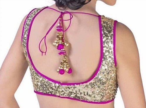 Pink kantet gylden bluse