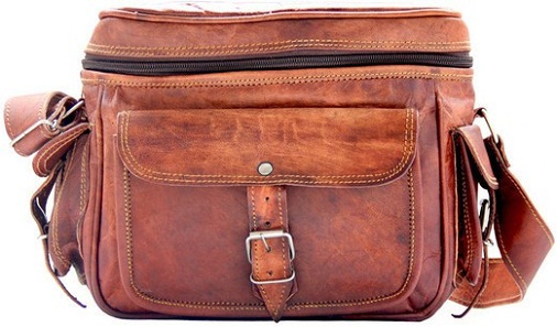 Crafts Vintage Leather Brown Travel Camera Bag - Mænd & amp; Kvinder