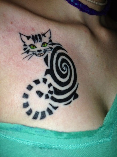 Spirál macska tetoválás tervezés