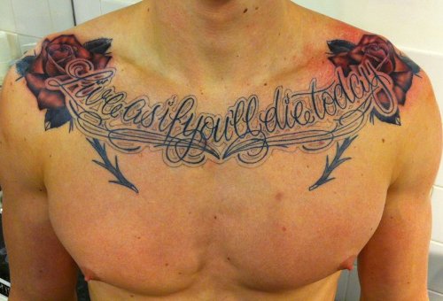 Collarbones Touch Chest Tattoo