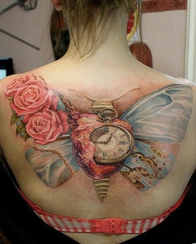 Pillangó óra tetoválás tervezés