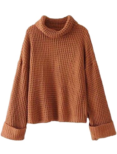 Ribbet pullover med turtlehals